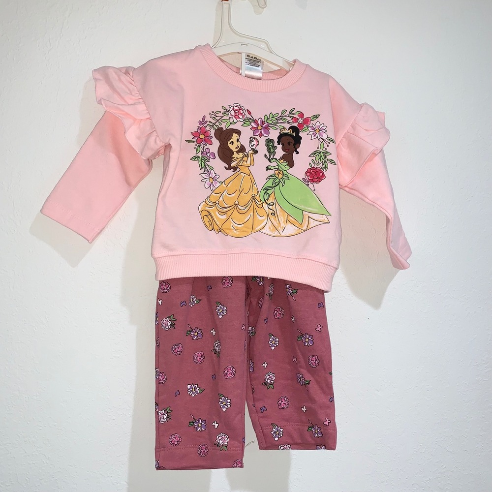 Disney Princess Belle Tianna sweatshirt and pants‎ set age 6 - 9 months new